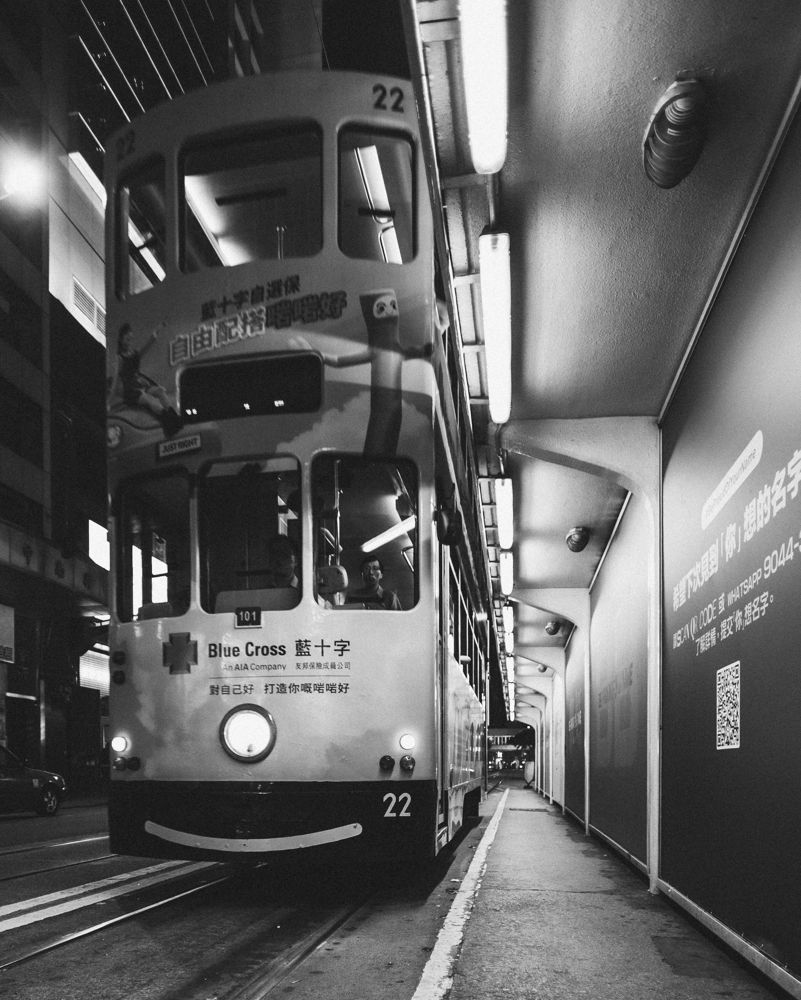 Tram 22 under the arcade