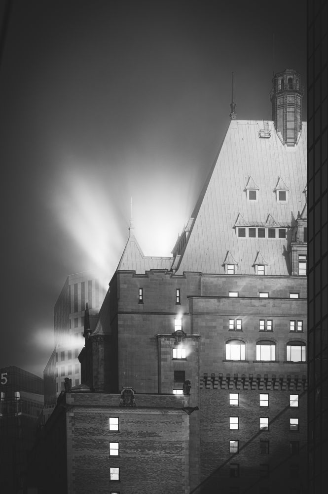 Hotel Vancouver in fog