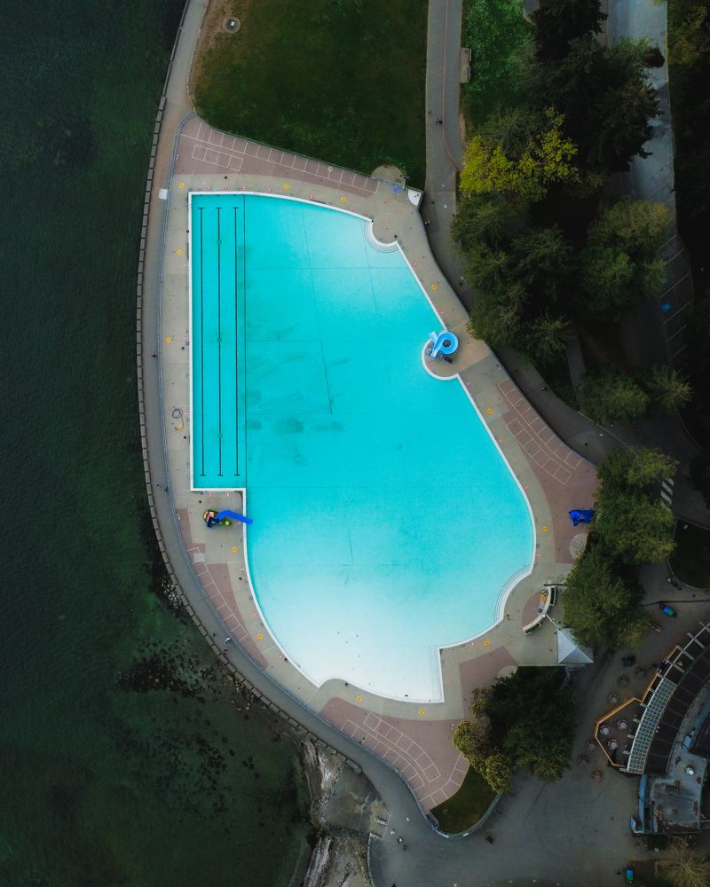 Pool from above, by drone